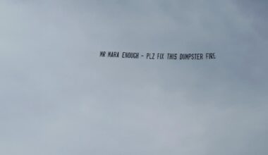 At the game, someone paid a plane to fly this around