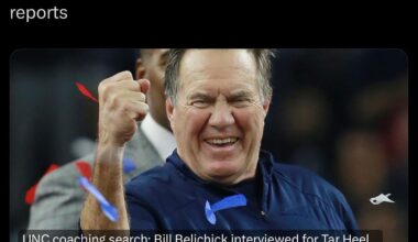 [McMurphy] Former Patriots HC Bill Belichick interviewed for the University of North Carolina head coaching job.