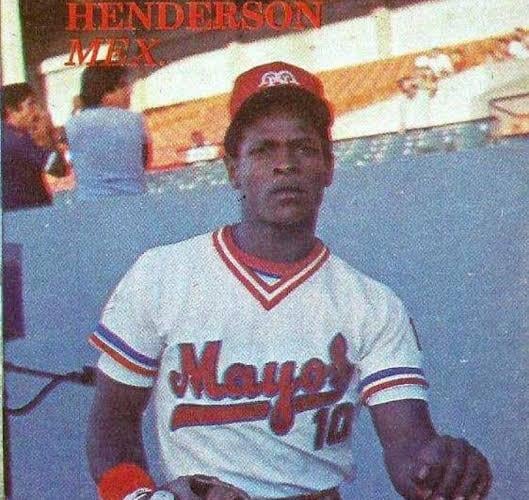 In memory of Rickey Henderson. This photo is from the 78-79 season when he played for the Mayos de Navojoa in Mexico, hitting .257 with 22 stolen bases. That year, the Mayos were crowned champions and played in the Caribbean Series, where Henderson batted .348.