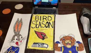 This sign will be featured at TWO home games, thus the extra effort!