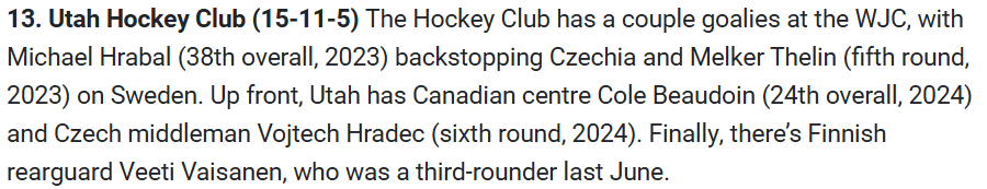 Who's following... Utah's Prospects at this years WJC?