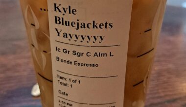 Went to Starbucks at Polaris and lady working the counter saw my Blue Jackets shirt and wrote this down for my name. Made my day.