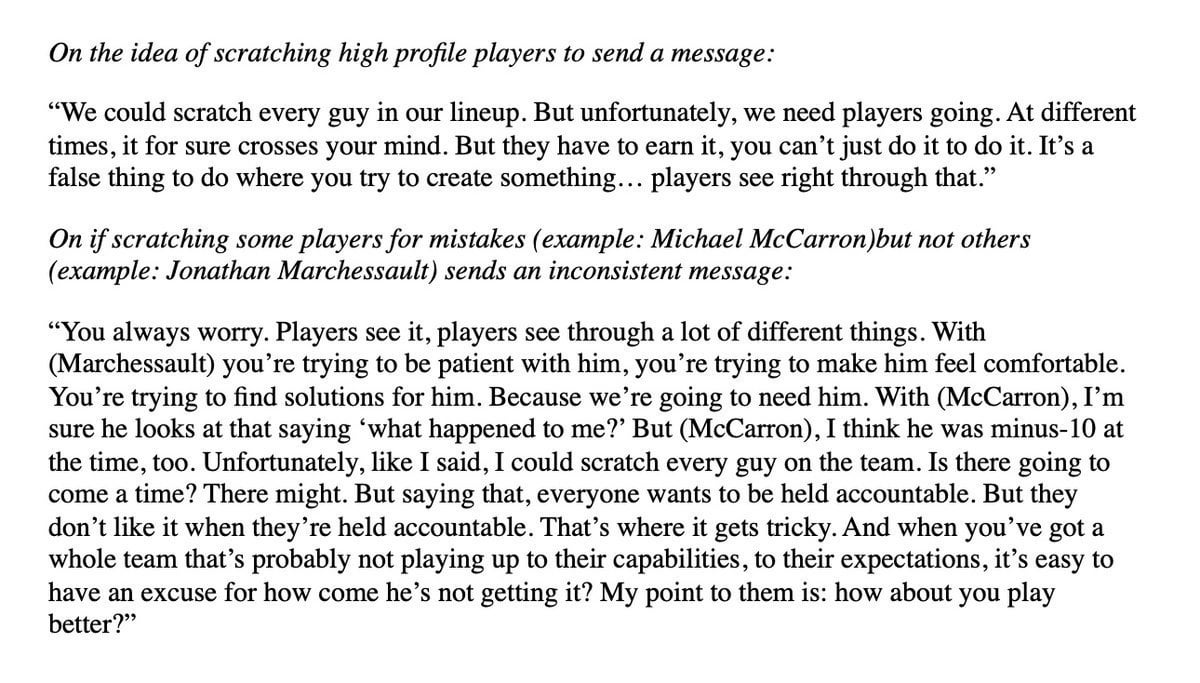 [Daugherty] Bruno's full response on healthy scratching our players: “I could probably scratch every guy on the team.”