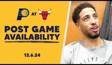 Post game interviews after winning a game of basketball.