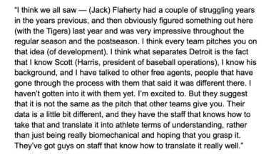 Veteran right-hander Alex Cobb on what sets the Tigers' pitching department apart from the other 29 MLB teams: