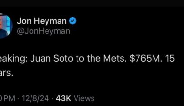 [Heyman] Breaking: Juan Soto to the Mets. $765M. 15 years.
