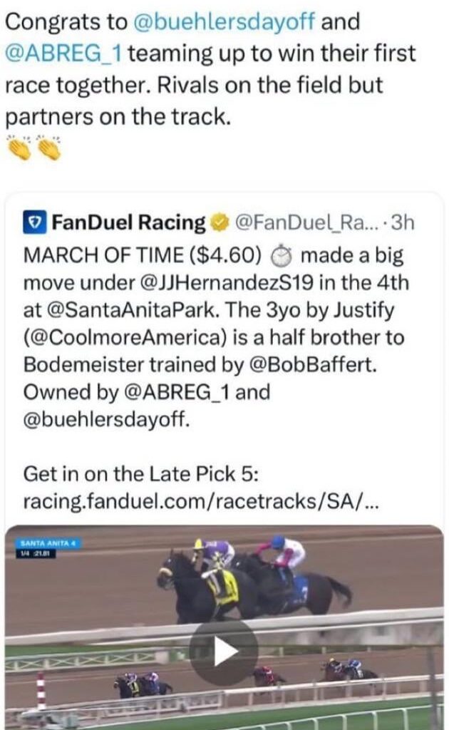 Alex Bregman and Walker Buehler own a horse together. Won’t be rivals on the field for long.