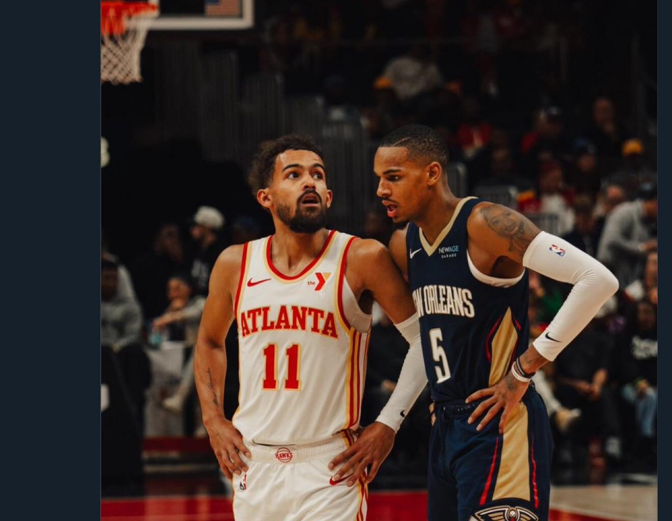 Trae giving Murray love after the game.