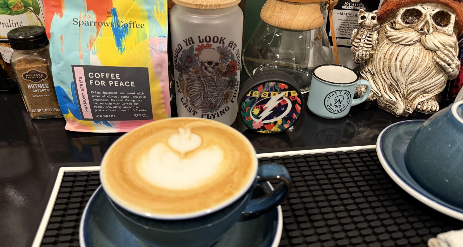 Newly arrived Lilleberg puck has joined the coffee bar….y’all knew this post was coming, 10:30pm latte, fuck sleep, LFG Bolts!