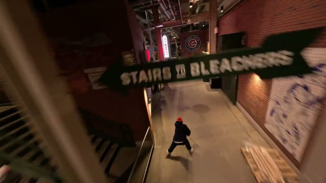Swaggy P Skates Through Wrigley Field at Night