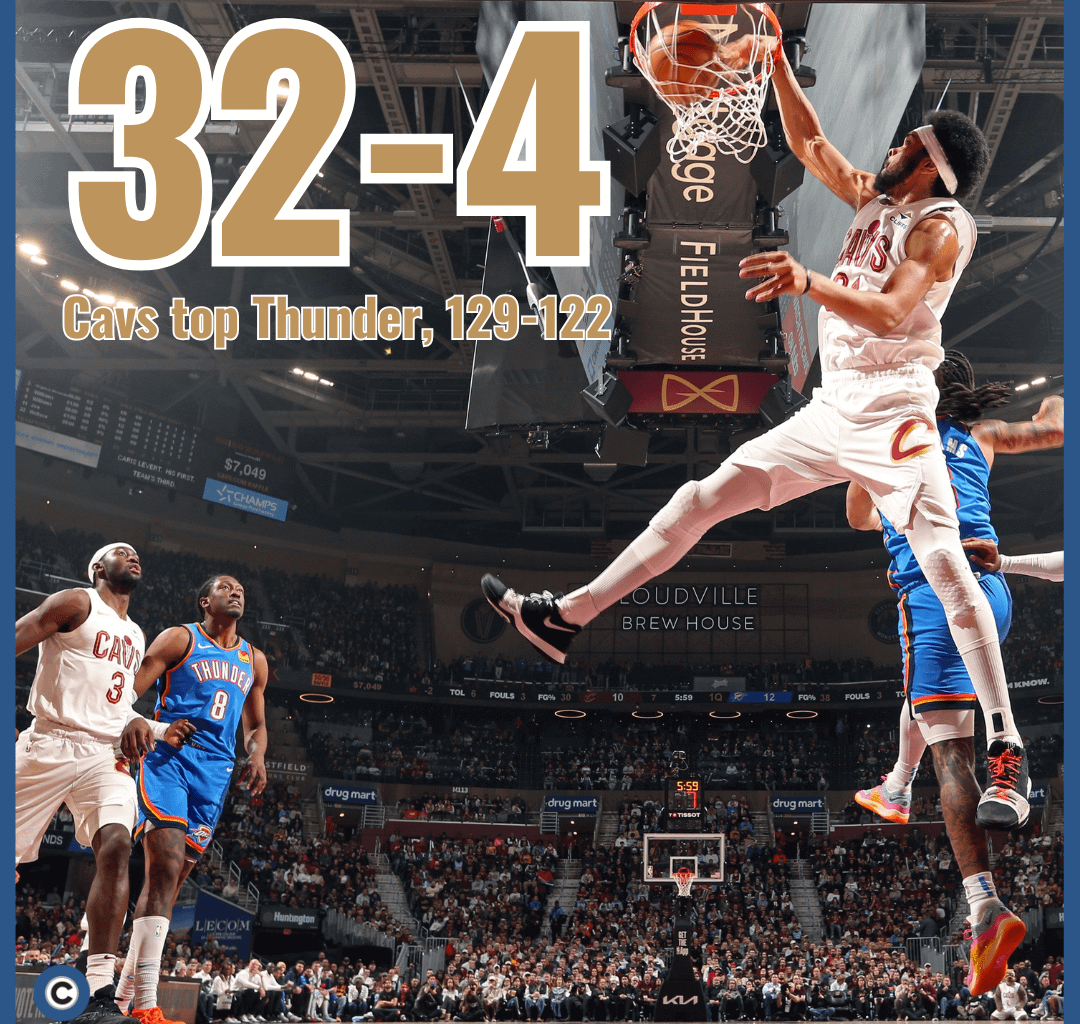 Best>West - Cavs move to an NBA-best 32-4 with 129-122 win over the Thunder