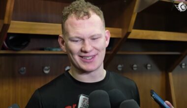 Ridly Greig, Zack MacEwen, Brady Tkachuk, Travis Green Media Availability Jan. 10