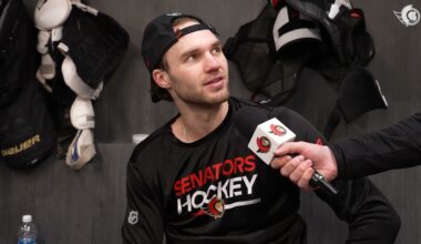 Josh Norris, Shane Pinto, and Travis Green Pregame Media vs NYI