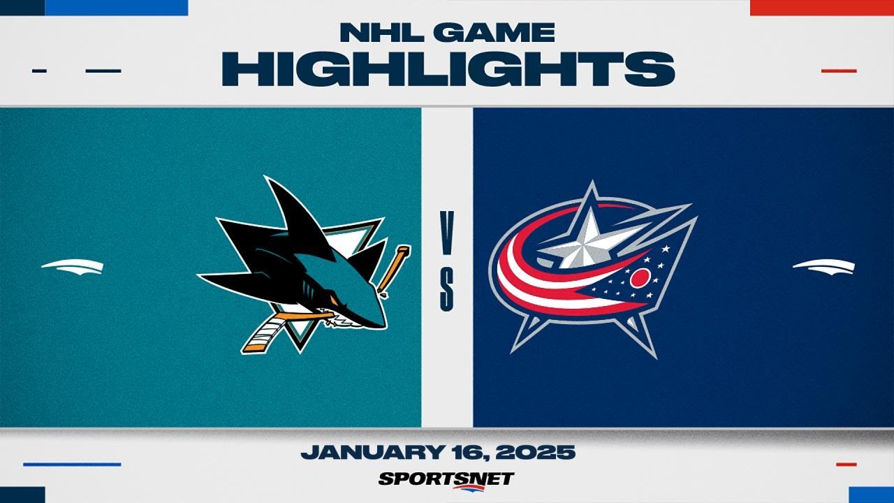 NHL Highlights | Sharks vs. Blue Jackets - January 16, 2025