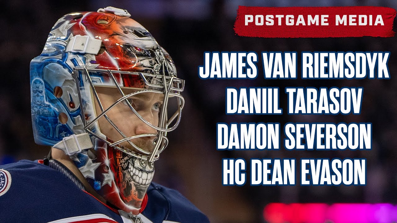 James van Riemsdyk, Daniil Tarasov, Damon Severson & HC Damon Severson, CBJ vs. NYR | Postgame Media