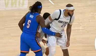 Lu Dort gets ejected for hitting Daniel Gafford in the nuts 😬