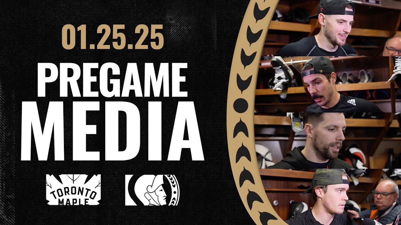 Drake Batherson, Travis Hamonic, David Perron, Ridly Greig, Travis Green Pregame Media vs TOR