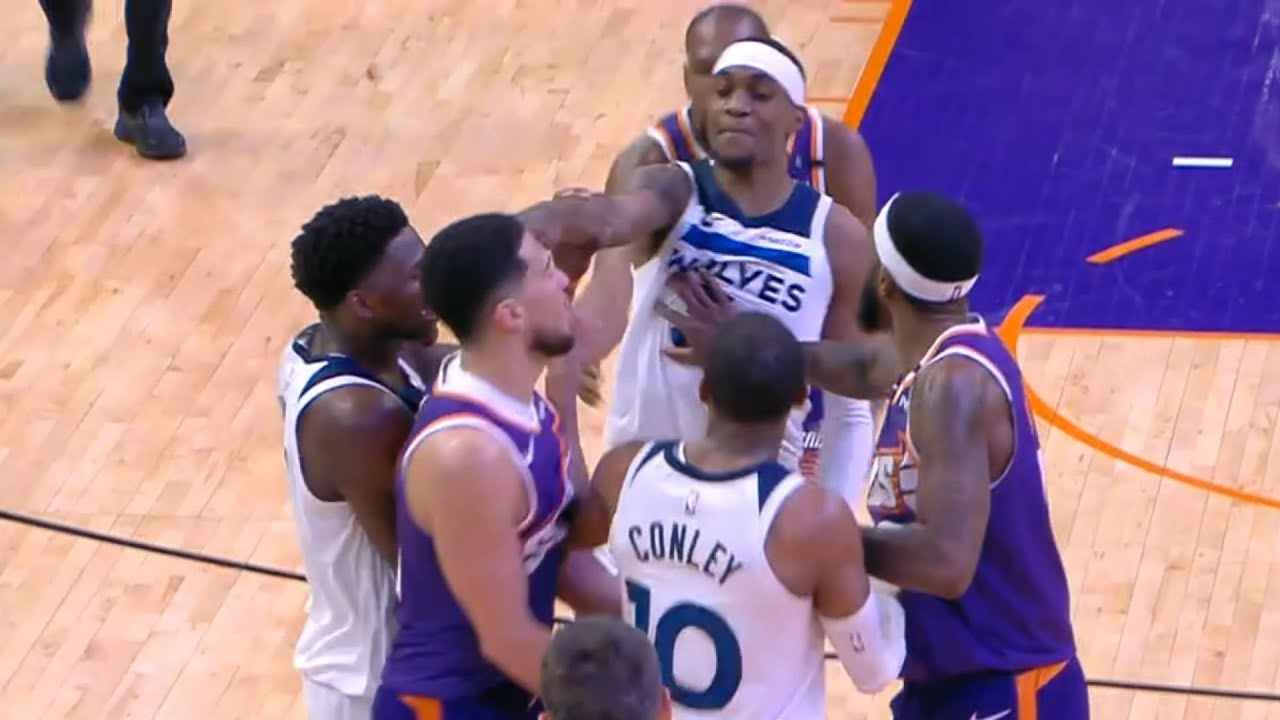 Jaden McDaniels ejected for poking Devin Booker in the head and exchange words