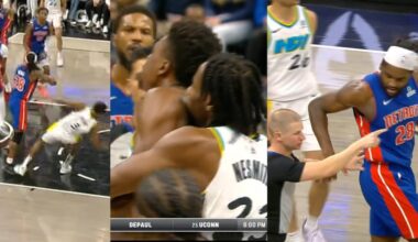Isaiah Stewart ejected for hitting Thomas Bryant then smacks refs arm and taunts crowd