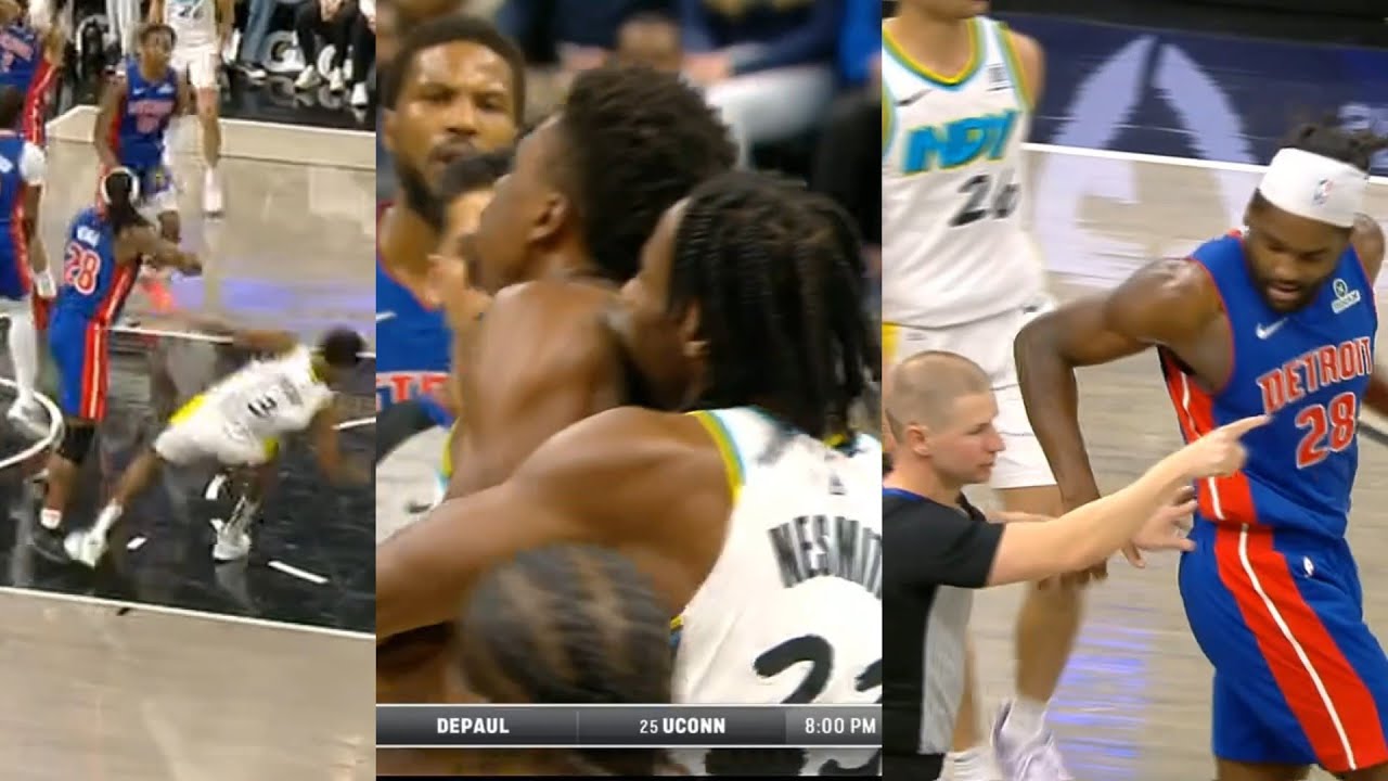 Isaiah Stewart ejected for hitting Thomas Bryant then smacks refs arm and taunts crowd