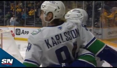 Canucks' Linus Karlsson Taps In First NHL Goal Off Beauty Feed From Tyler Myers