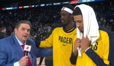 Pascal Siakam jokes Windy was blocking him in their interview 🤣 'I CAN'T BLOCK YOU!' | NBA on ESPN