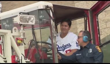 Shohei Ohtani, LA Dodgers visit, thank Pacific Palisades firefighters