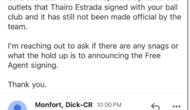 [Phill] On December 10th it was reported by @Feinsand that the Rockies had agreed to a 1 year deal with IF Thairo Estrada. Nearly a month has passed with no official signing so I decided to reach out to Rockies owner Dick Monfort for comment. Appears there are no snags with the deal