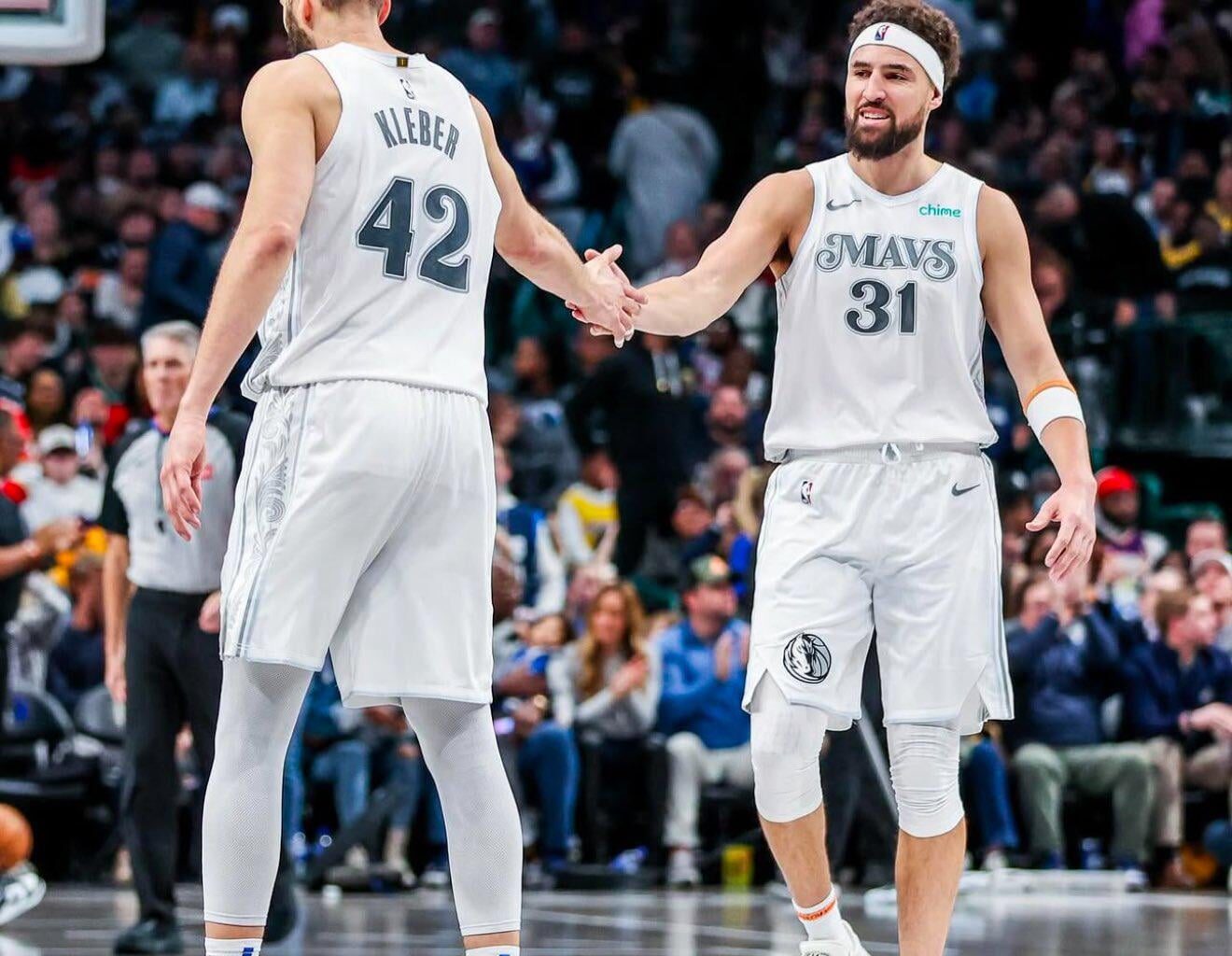 Pictured: the only current Mavericks to have hit eight 3-pointers in a playoff game