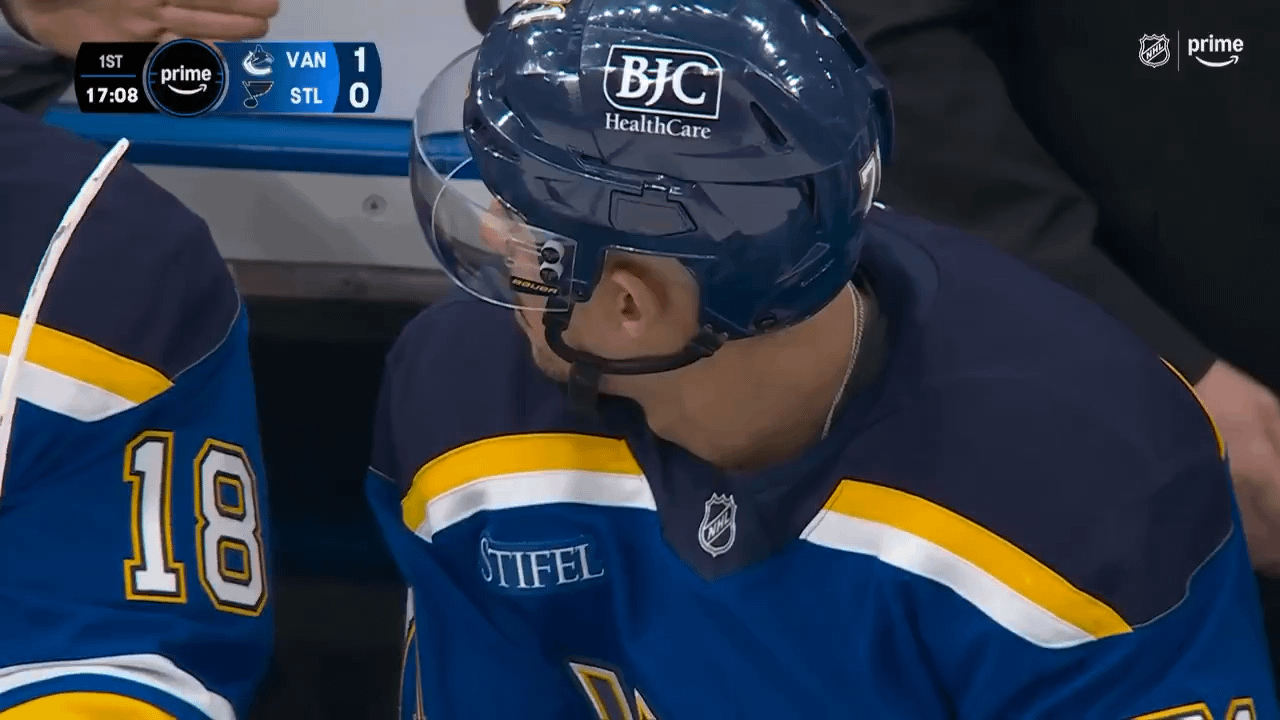 J.T. Miller and Brayden Schenn drop 'em. Brayden Schenn lands a one punch knockdown on JT Miller. Miller heads off the ice.