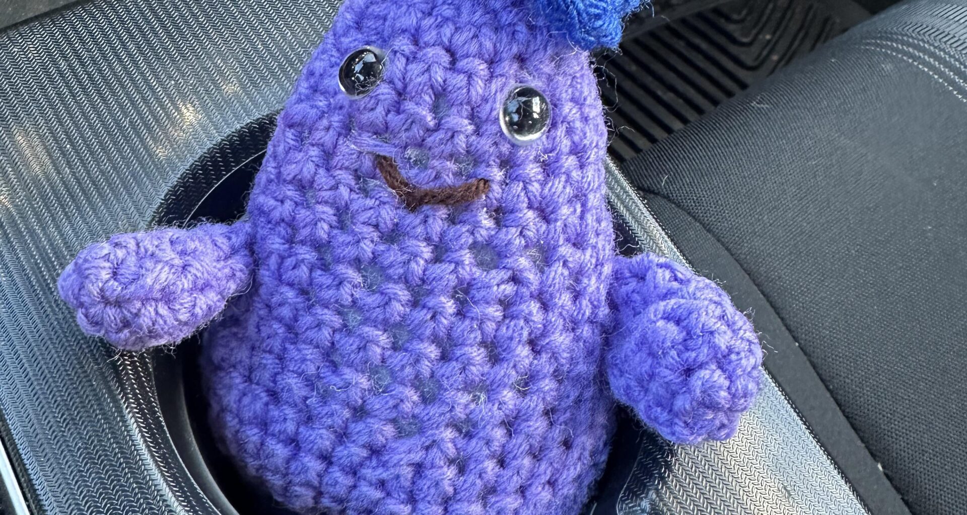 gf made this for me months ago and the lil guy has been riding with me since