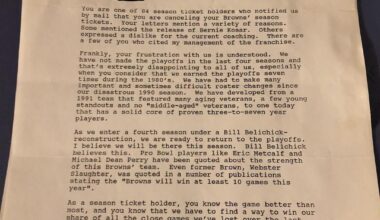 A letter from Art Modell, 1994