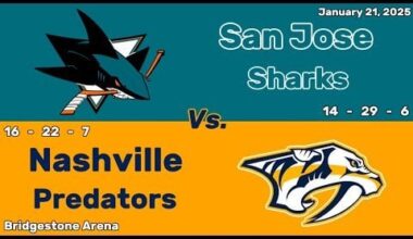 San Jose Sharks vs Nashville Predators | January 21, 2025 | All Goals