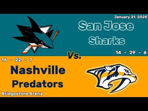 San Jose Sharks vs Nashville Predators | January 21, 2025 | All Goals