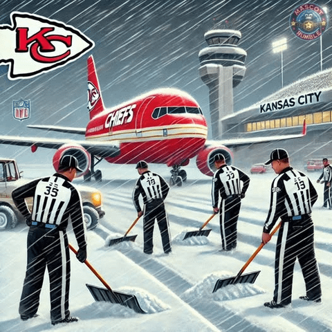 So the Chiefs are currently stranded at KCI Airport due to Ice and the De-Icing machines not working

Dont worry though, they called in some friends to help