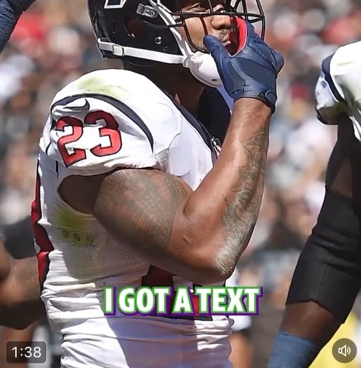 Arian Foster on leading the team out the tunnel 🤘