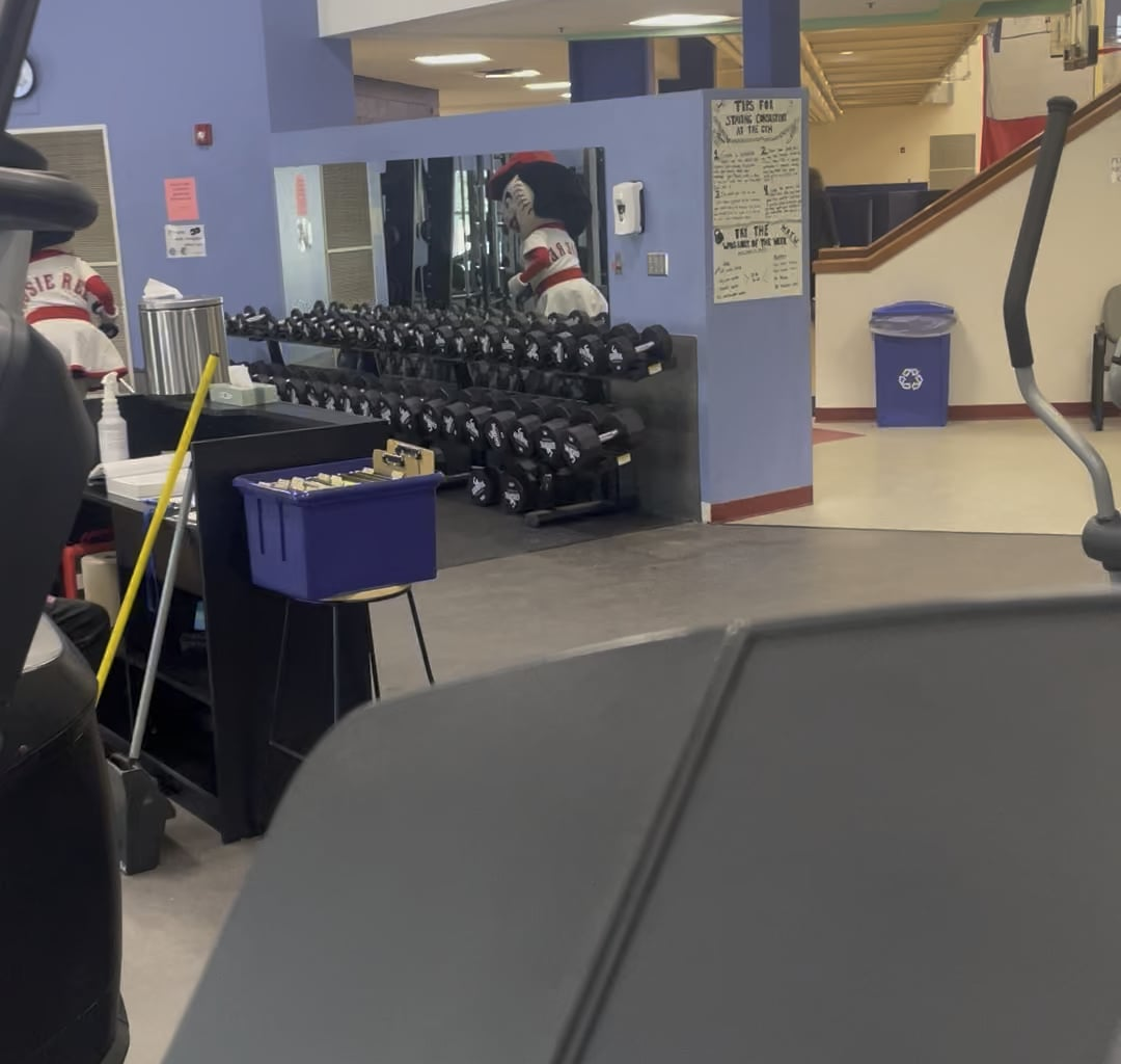 Rosie Red casually working out at the Athens Community Center..