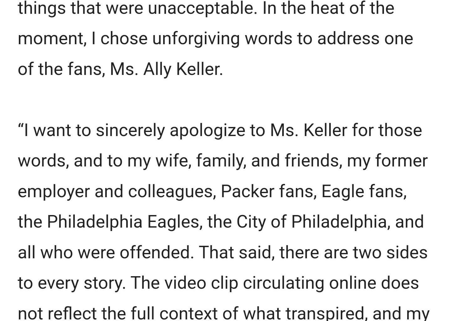 Statement from the Eagles Fan