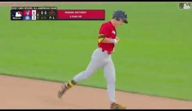 17-year old Roman Anthony crushing a 450 foot home run during the 2021 All-American High School baseball game.