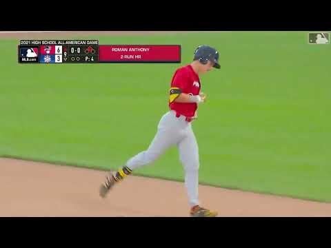 17-year old Roman Anthony crushing a 450 foot home run during the 2021 All-American High School baseball game.
