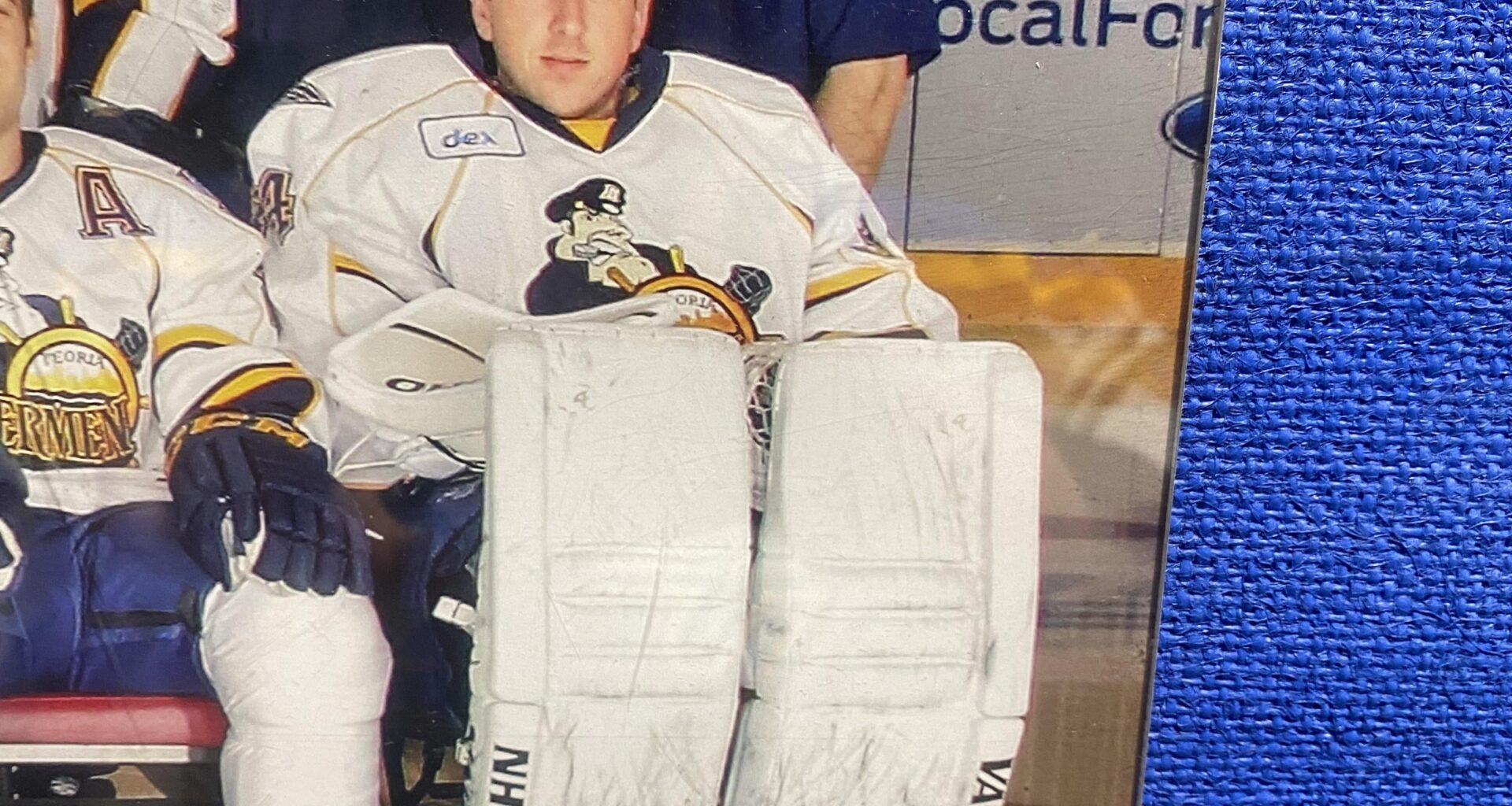 Was at a Peoria rivermen game Friday night ( recently learned they still exist and now play in the sphl) look who I saw in one of their old teams pics from their AHL days