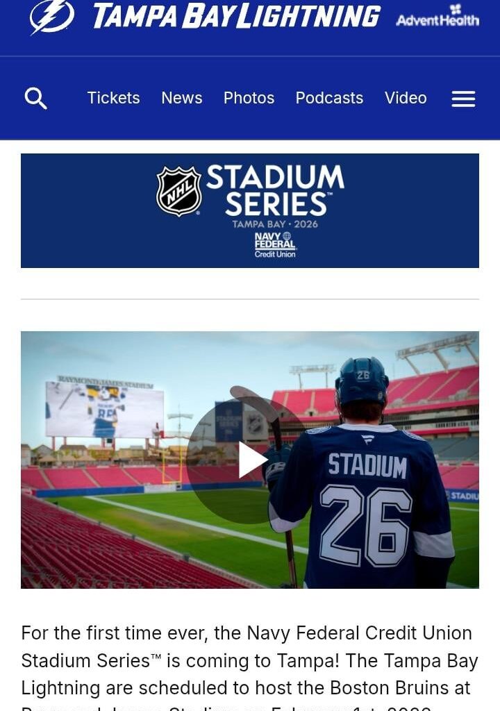Stadium Series Confirmed for 2/1/2026