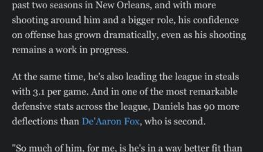 Dyson made ESPN’s list of ‘Most Surprising Players’.