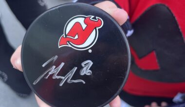 Just won a signed puck waiting to get into Crypto. Shoutout to the people that asked me the trivia question!