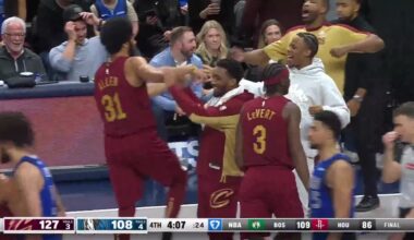 [Highlight] Jarrett Allen denies a would-be Lively poster and then on the other end Mobley rewards Allen with a flying alley oop slam