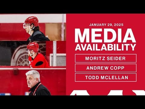 Moritz Seider, Andrew Copp, and Todd McLellan media availability Jan 29 2025