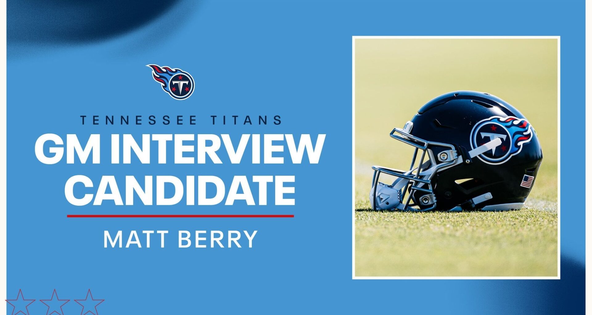 The @Titans have completed a first-round virtual interview with @Seahawks Senior Director of Player Personnel Matt Berry for the team’s General Manager position.