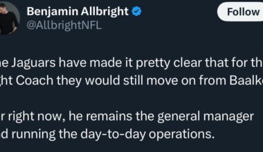 [Benjamin Allbright] The Jaguars would move on from Baalke for the right HC