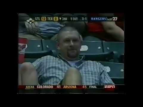 Classic Rangers Broadcast Moment: A fan jumps over a row of seats to steal a foul ball from a little kid and his mom, and the booth absolutely roasts him for it