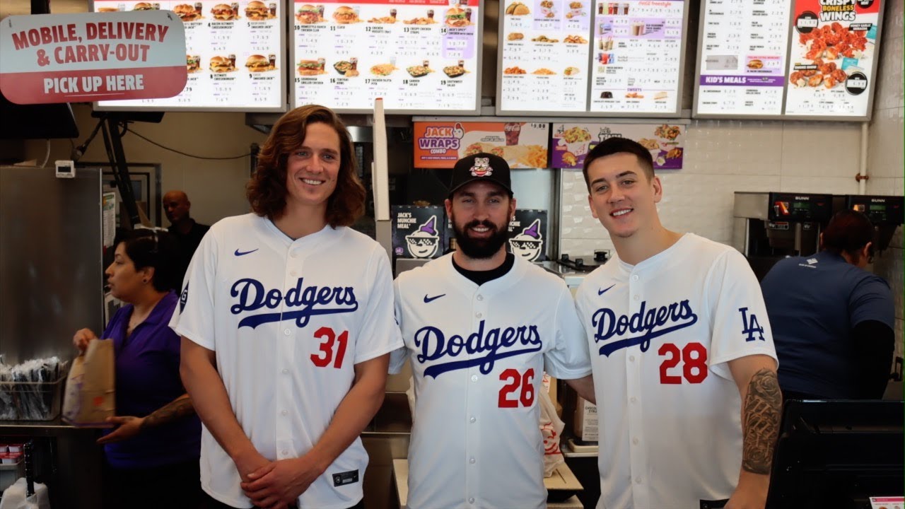 2025 Dodgers Love L.A. Community Tour: Tyler Glasnow, Tony Gonsolin, Bobby Miller at Jack in the Box
